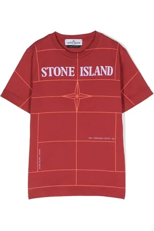Stone Island Kariertes T-Shirt mit Logo-Print