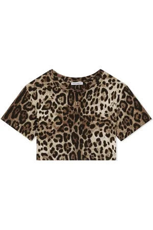 Dolce & Gabbana Cropped-T-Shirt mit Leo-Print