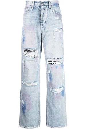 KSUBI Ausgeblichene Straight-Leg-Jeans