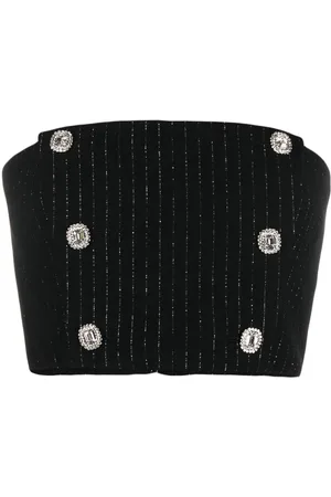 Alessandra Rich Cropped-Top mit Kristallen