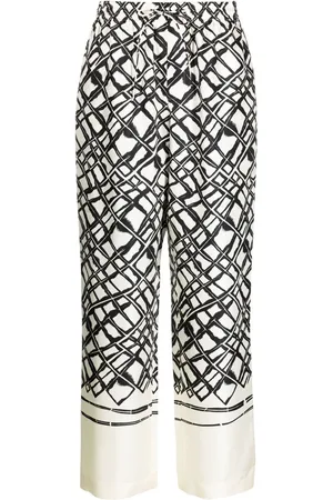 Rohe Seidenhose mit Rauten-Print