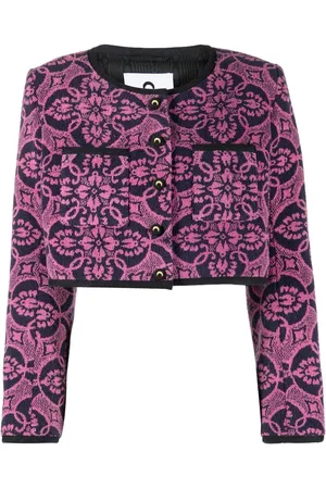 Marine Serre Cropped-Jacke mit grafischem Print
