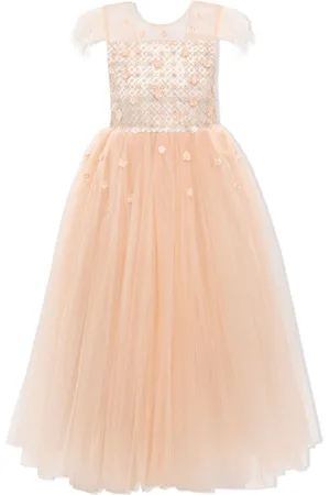 Tulleen Tüllkleid mit Blumenstickerei