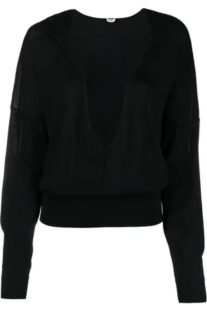 Saint Laurent Strickoberteil mit tiefem V-Ausschnitt