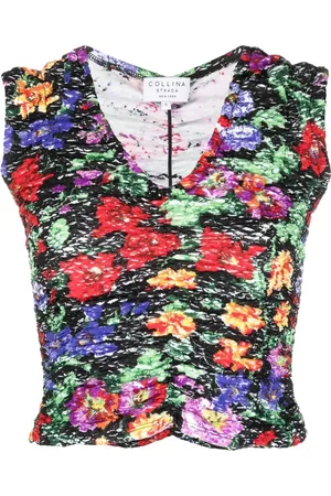 Collina Strada Gerüschtes Top mit Blumen-Print