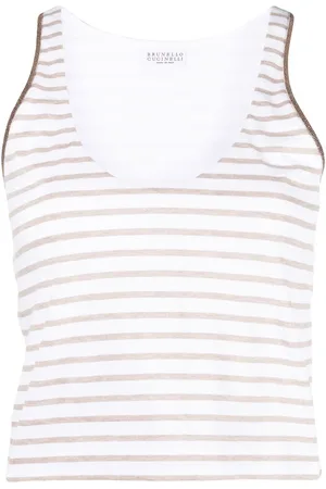 Brunello Cucinelli Gestreiftes Top mit U-Ausschnitt