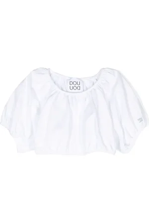 DOUUOD KIDS Schulterfreie Cropped-Bluse