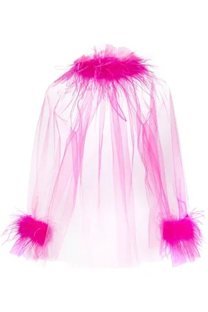 Styland Semi-transparentes Oberteil mit Federn