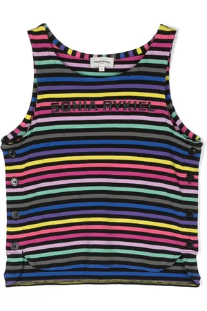 Sonia Rykiel Enfant Gestreiftes Tanktop mit Logo-Print