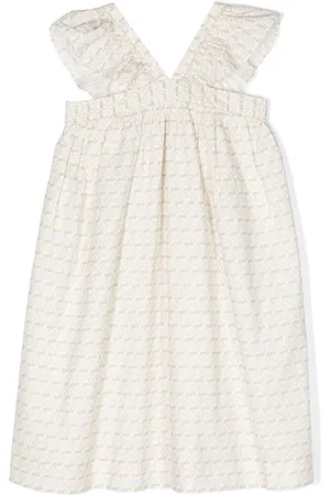 BONPOINT Gerüschtes Kleid mit Kirschen-Print