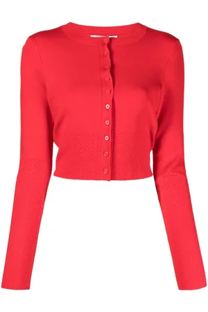 Victoria Beckham Cropped-Cardigan mit Lochstrickmuster