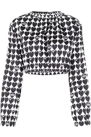Love Moschino Damen Print Blusen - Cropped-Bluse mit Print