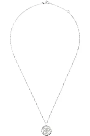 De Beers 18kt Enchanted Lotus Medal Weißgoldhalskette mit Diamant