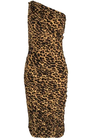 Norma Kamali Midikleid mit Leoparden-Print