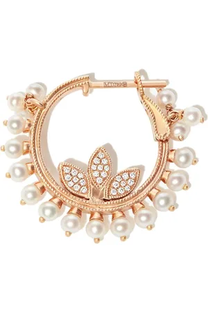 Maria Tash 18kt Rotgoldcreolen mit Perlen und Diamanten
