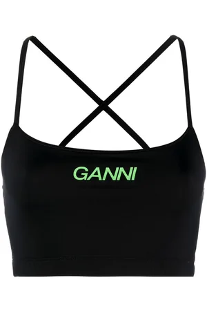 Ganni Cropped-Oberteil mit Logo-Print