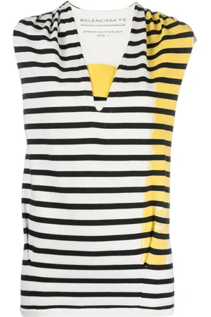 Balenciaga 2012 Gestreiftes Top mit V-Ausschnitt