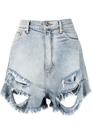 Natasha Zinko Jeans-Shorts im Distressed-Look