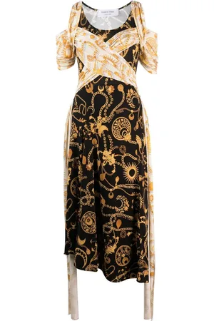 Marine Serre Drapiertes Nuisette Midikleid