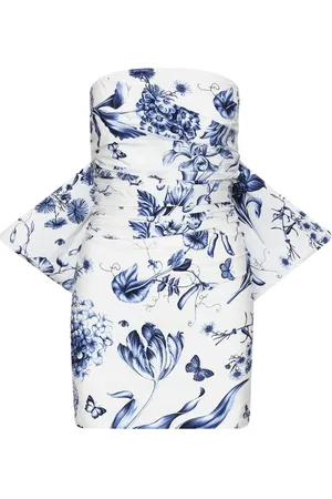Oscar de la Renta Drapiertes Kleid mit Blumen-Print