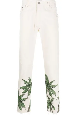 Palm Angels Gerade Jeans mit Palmen-Print