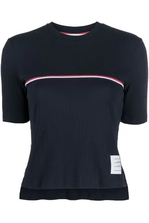 Thom Browne Geripptes T-Shirt mit RWB-Streifen