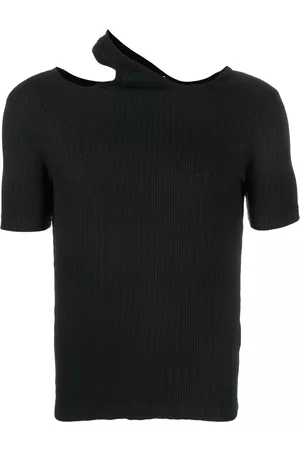 Y / PROJECT Herren Shirts - Geripptes T-Shirt mit Cut-Out