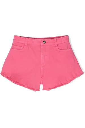 Twin-Set Ausgefranste Shorts mit Logo-Schild