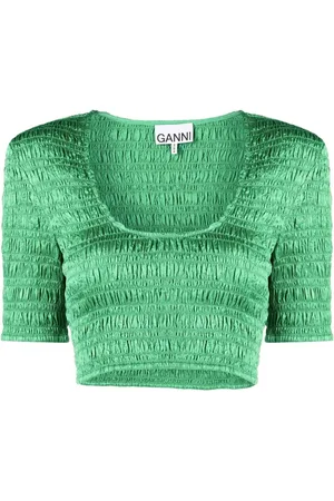 Ganni Gesmoktes Cropped-Top