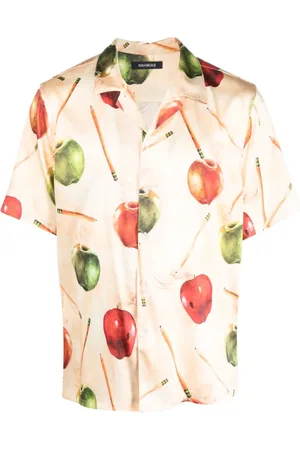 Nahmias Seidenhemd mit Apfel-Motiv