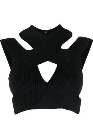 Balmain Geripptes Cropped-Top mit Cut-Out
