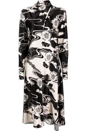 Jil Sander Asymmetrisches Kleid mit Blumen-Print