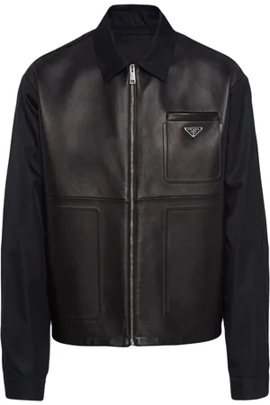 Prada Lederjacke mit Re-Nylon
