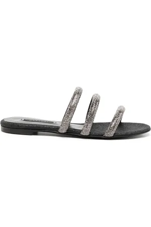 Casadei Flache Sandalen mit Kristallen