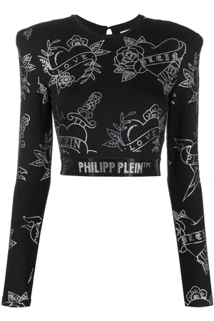 Philipp Plein Langarmshirt mit Kristallen