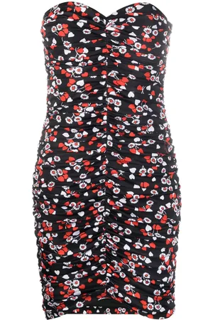 Moschino Schulterfreies Minikleid mit Blumen-Print