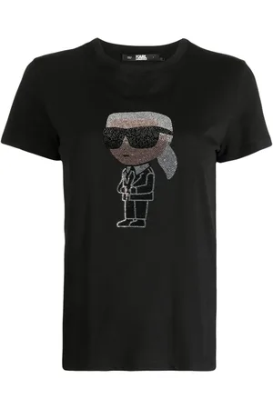 Karl Lagerfeld Ikon T-Shirt mit Strassverzierung