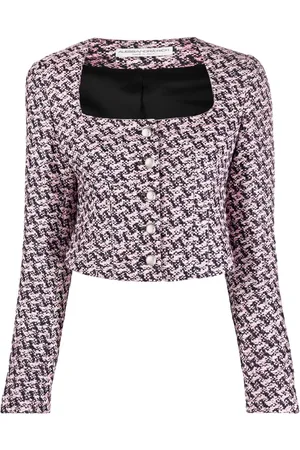 Alessandra Rich Cropped-Jacke mit Hahnentrittmuster