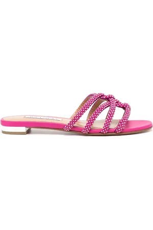 Aquazzura Flache Sandalen mit Kristallen