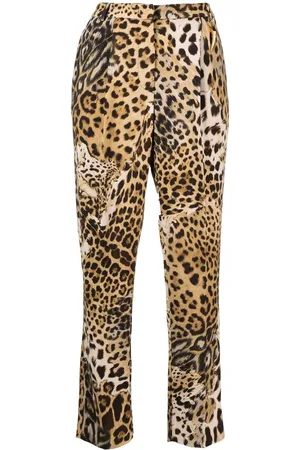 Roberto Cavalli Cropped-Hose mit Tiger-Print