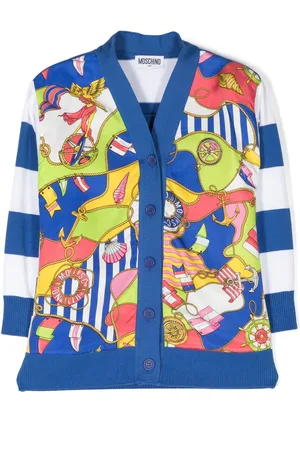 Moschino Gestreifter Cardigan mit Marine-Print