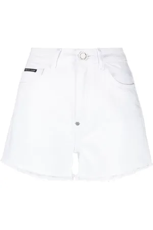 Philipp Plein Jeans-Shorts mit ungesäumten Kanten