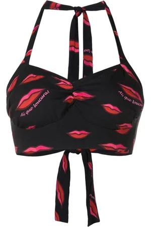 AMIR SLAMA Cropped-Top mit Lippen-Print