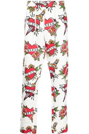 Philipp Plein Leinenhose mit Herz-Print