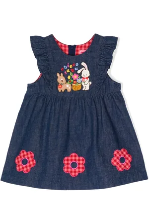 Miki House Jeans-Latzkleid mit Stickerei