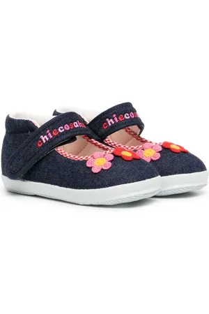 Miki House Jeans-Ballerinas mit Blumenstickerei