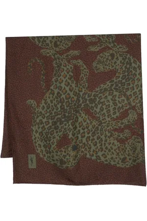 Saint Laurent 1980s Seidenschal mit Leoparden-Print