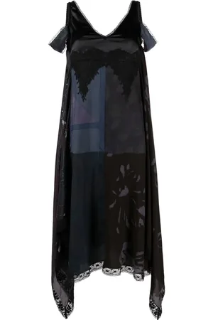 Marine Serre Midikleid mit V-Ausschnitt