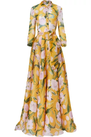 Carolina Herrera Damen Partykleider - Maxikleid aus Seide mit Blumen-Print