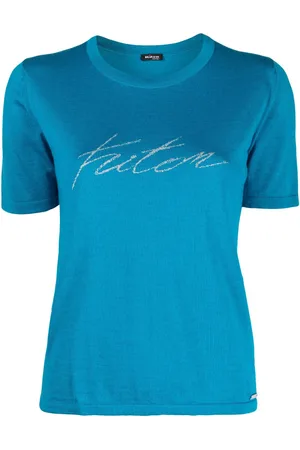 Kiton Fein gestricktes T-Shirt mit Jacquard-Logo